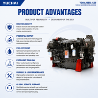 محرك ديزل YUCHAI YC6MJ365L-C20 رباعي الأشواط بقوة 300 كيلوواط و410 حصان وسرعة 1800 دورة في الدقيقة للسفن البحرية والنقل البحري