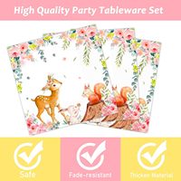 Oh Deer Baby Shower Décorations pour fille avec assiettes de fête Serviettes Tasses Coutellerie Nappe Pack Sert 24