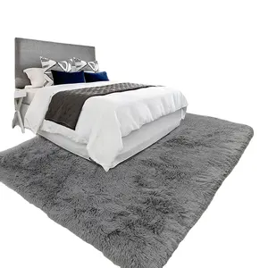 Tapis Shaggy gris doux pour chambre à coucher, Shaggy, fourré et antidérapant, pour enfants, chambre de bébé