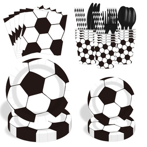 Assiettes et serviettes personnalisées sur le <span class=keywords><strong>thème</strong></span> du football, fournitures de table jetables pour fêtes sportives, décorations pour anniversaires sur le <span class=keywords><strong>thème</strong></span> du football - Product Image 3