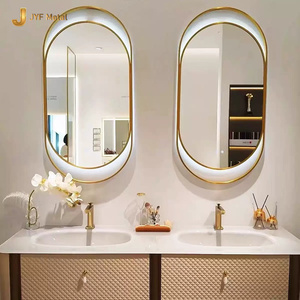 C415 High Quality Stainless Steel <b>Mirror</b> Framed Hanging Wall <b>Mirror</b> Decoration <b>Square</b> Oval Metal <b>Mirror</b> Villa Hotel Bathroom - Product Image 3