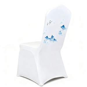 Fundas para sillas con estampado elegante Moq bajo Funda para silla de champán gris de alta calidad para comedor de boda 180g Fundas para sillas personalizadas Milksilk - Product Image 1