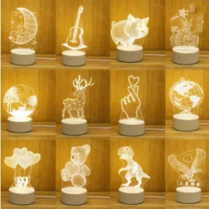 Lampe Led stéréo en 3D, illusion de dessin animé, avec motif ou Logo personnalisés, lampe de chevet, vente en gros, unités