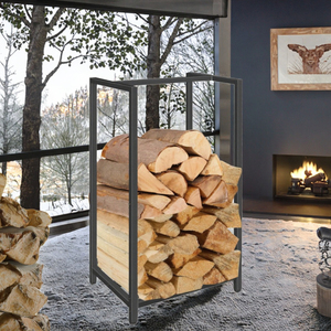 Soporte para Leños de Hierro, Duradero, Resistente a la Oxidación, con Recubrimiento en Polvo, Moderno, para Almacenamiento de Leña, Interior y Exterior, con Ganchos para Chimenea - Product Image 2