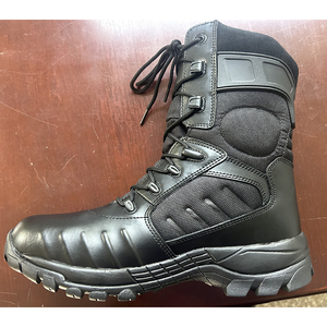 DSF153 Black Genuine Cow Leather High Top Duty <b>Boots</b> Men Long Tactical Training <b>Boots</b> Wear resistant Outdoor <b>Security</b> <b>Boots</b> - Product Image 5