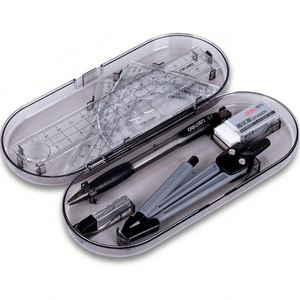 Lot de 8 pièces de fournitures scolaires de géométrie pour étudiants : compas, règle, crayon mécanique, gomme - Product Image 2