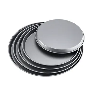 Feuilles de cuisson en acier au carbone antiadhésif 9 "/ 10"/ 11 "/ 12"/ 13 "/ 14" Pizza plaque de cuisson ronde plateau à Pizza noir pour four
