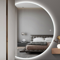Espejo de Maquillaje Inteligente con Forma de Semicírculo, Espejo de Baño Inteligente con Pantalla Táctil para Hotel