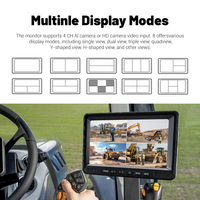 Monitor de Vehículo VD de 7 Pulgadas con 4 Canales de Entrada, Compatible con Cámara de Reversa para Camiones, 12V 24V Universal, Pantalla HD IPS, Monitor de Visión Trasera