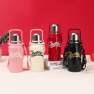 Stainless Steel <b>Insulated</b> Water Bottle 316L Portable Travel <b>Mug</b> For Outdoor Hiking Sports With Handle And Strap - Product Image 4
