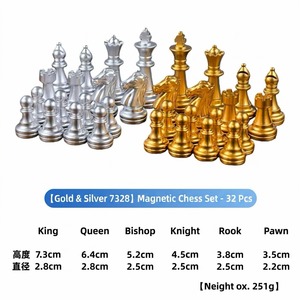 Juego de Ajedrez de Lujo de 13 Pulgadas Estilo Corona en Dorado y Plateado, Tablero de Plástico Plegable Resistente, Estuche Enrollable de Cuero PU Premium, Tubo Portátil de 40 cm - Product Image 6