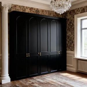 Armadio guardaroba in legno Balom Luxury Custom con finitura nera opaca, soluzione <span class=keywords><strong>salvaspazio</strong></span> per vestiti con anta in vetro - Product Image 3