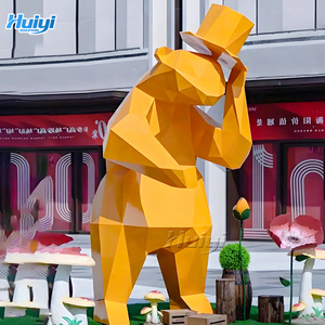 Una gran estatua histórica en el centro comercial una estatua de oso de metal pintado de acero inoxidable - Product Image 4