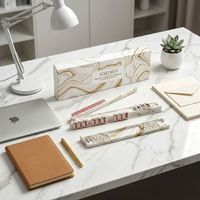 Nouvelle règle de Mahjong portable antidérapante en plastique acrylique 2026, série Marbre Doré, personnalisable