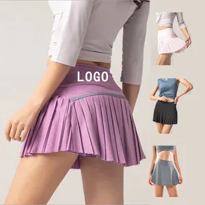 Falda plisada informal con bolsillo para mujer, falda Sexy con logotipo personalizado, para deporte, Fitness, Yoga, gimnasio y Golf
