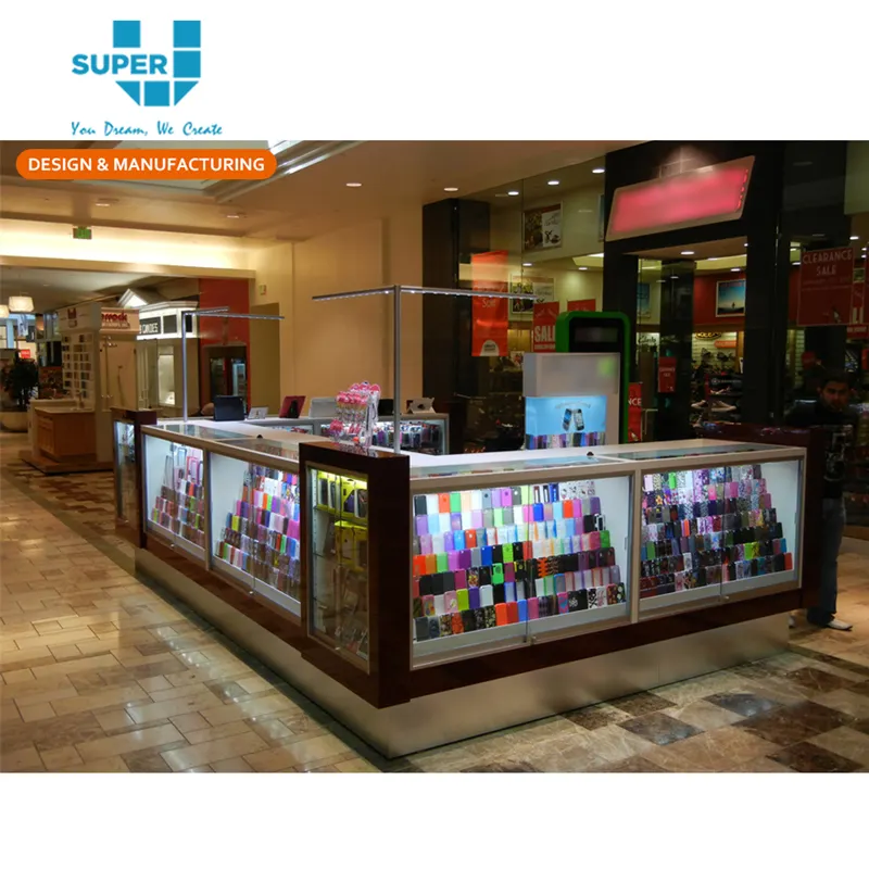 ELN05 Shopping Mall Modern Design Displaying Furniture Checkout Floor Standing Wooden Display Mall Retail Kiosk