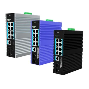 Customized 48~57V 2+8 Base-FX industrial network switch SFP Gigabit Industrial Managed POE Switch