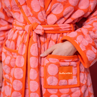 Peignoir en tissu éponge à pois orange super doux pour femmes, séchage rapide, 100% coton, robe de luxe pour la maison