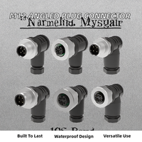 Connecteur Adaptateur M12 Étanche IP68 2A 4A 4/5/8 Broches, Fiche Droite en Laiton Nickelé, PG7/9/11 Mâle/Femelle, Plaqué Or