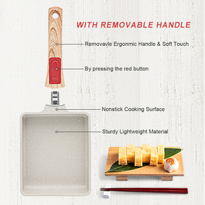 Poêle à omelette japonaise en aluminium moulé durable, antiadhésive, pour Tamagoyaki, avec poignée amovible, compatible fours, vente en gros - Product Image 2