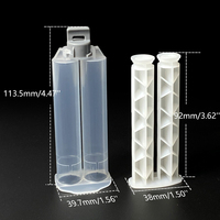 Seringue distributrice d'adhésif époxy bicomposant 24 ml, vide, à double cartouche, avec piston et capuchon refermable