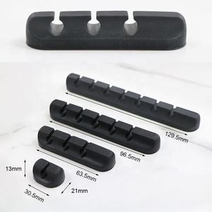 Custom Silicone Cable Management Holder Black <b>Rubber</b> <b>Strip</b> With 3 Slots For USB Wire Desk Organizer <b>Adhesive</b> Mounting - Product Image 2