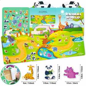 Waterproof Silicone Stickers Cartoon Animal Theme Reusable Jelly Sticker Kids Travel Activity <b>Book</b> - Product Image 3