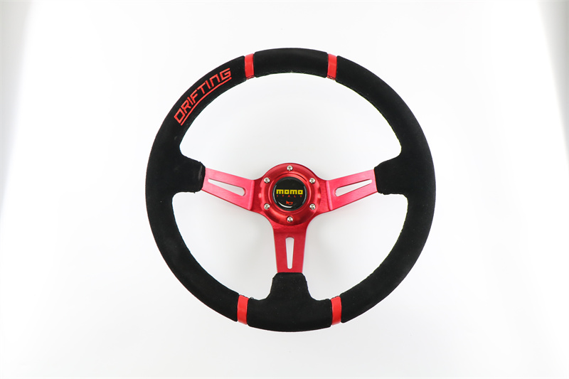 MOMO 14350MMステアリングホイールフロスティングレッドPVC人工皮革