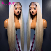 Cheveux humains vietnamiens blonds ombrés HD 5*5, Ligne de cheveux M, Fermeture en dentelle HD 9*6, Lisse baguette, Frontal en dentelle HD complète 13*6, Sans colle