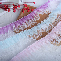 En stock : Tissu en mousseline plissée double couche de 5 cm avec bord brut en gaze et dentelle en maille, idéal pour vêtements et projets DIY