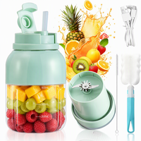 Blender portable rechargeable USB-C 4000 mAh, double capacité 800 ml, couvercle interchangeable, tasse à smoothie aux fruits, centrifugeuse à jus