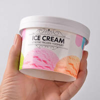 Papel de grado seguro para alimentos respetuoso con el medio ambiente de cartón biológico, venta directa de impresión personalizada, taza de bañera de helado, pinta con tapa