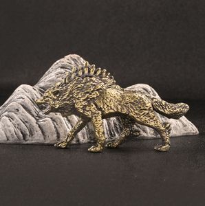 Ornamenti di <span class=keywords><strong>lupo</strong></span> di ghiaccio in ottone antico gioco antico decorazione da tavolo arte statua animale <span class=keywords><strong>lupo</strong></span> artigianato. - Product Image 3