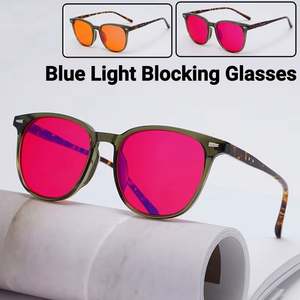 Gafas de Sol Redondas con Logotipo Personalizado 2026, Unisex, Lentes Rojo Naranja, Anti Radiación, para Juegos de Computadora, Anti Luz Azul, para Dormir - Product Image 1