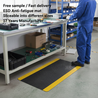 Tapis anti-fatigue industriel en mousse souple EPDM ESD, multi-tailles, bord jaune, imperméable, pour sols