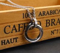 Collier pendentif en acier inoxydable avec 3 cercles entrelacés, 50 cm de long, orné de strass, bijoux tendance pour femmes, cadeau