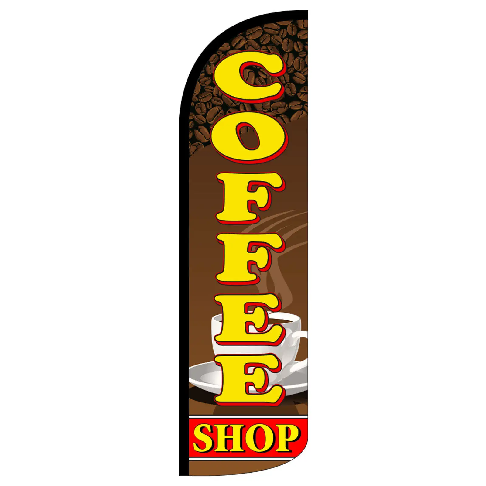 प्रोमोशनल उपयोग कैफे कॉफी जेलाटो स्टोर फ्रंट अब ओपन सेल बीच फेदर फ्लैग