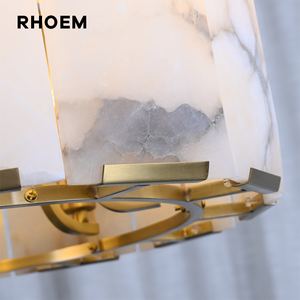 Lustre rond en calcite RHOEM RH Harlow, prismes de calcite facettés, lustre en albâtre pour salon, design de luxe personnalisé - Product Image 6