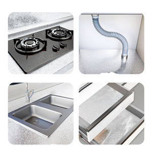 Papier d'aluminium épais résistant à l'huile de cuisine, autocollant auto-adhésif imperméable résistant aux hautes températures pour les murs des armoires de la cuisinière - Product Image 3