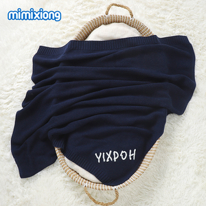 Couverture en tricot pour bébé nouveau-né Mimixiong OEKO <span class=keywords><strong>Tex</strong></span> 2024, personnalisée, faite à la main, broderie de nom de bébé, coton, crochet, tricot - Product Image 3