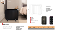 Chauffage d'appoint domestique 1200W, affichage LED de la température ambiante, minuterie de 1 à 24 heures, verrouillage enfant, protection anti-renversement pour usage intérieur