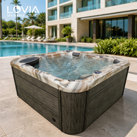 LOVIA - Bañera de Hidromasaje Independiente de Diseño Moderno, Eficiente Energéticamente, Jacuzzi, Spa, Hidromasaje para 5 Personas, Bañera de Hidromasaje para Jardín