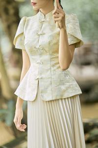 Top Ceremonial de Brocado Vietnamita - Patrón de Paisaje Tradicional Estilo Clásico KPP08 - Product Image 3