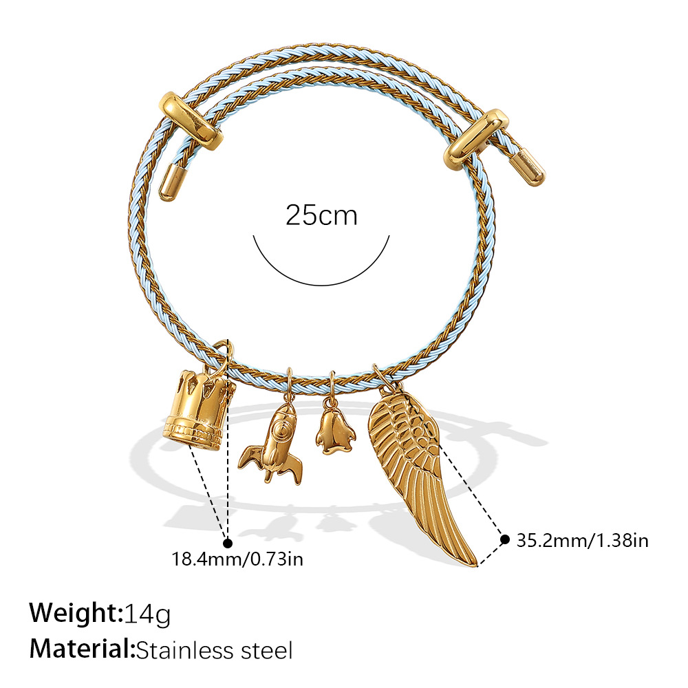 SL221BGG Blue Gold Cord Multi-Accessories Bracelet