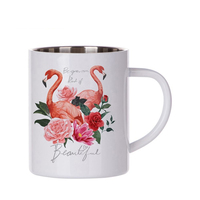 Tasse à café portable en acier inoxydable 15oz Sublimation tasse à double paroi vierge pour voyage de camping en plein air