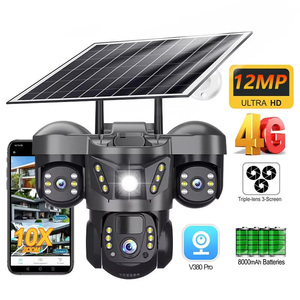 Caméra de sécurité solaire 4G à triple objectif SC29, 12MP Ultra <span class=keywords><strong>HD</strong></span> V380 <span class=keywords><strong>Pro</strong></span>, caméra PTZ extérieure à faible consommation d'énergie, vente en gros - Product Image 2