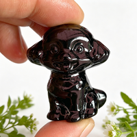 Figurine de chien Teddy en cristal naturel mélangé, 4,5 cm, sculptée à la main, statue de chiot en pierre de guérison, ornement animalier pour la décoration intérieure