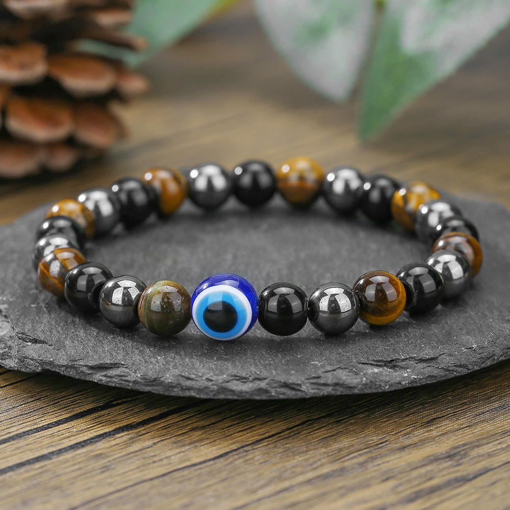 tiger eye bracelet handmade bead elastic obsidian couple lucky