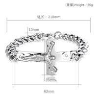 Bracelet Croix Crucifix en Acier Inoxydable 316L Plaqué Or 18 carats et Argent, Chaîne Curb, Bijoux Religieux Corpus pour Hommes et Femmes, Vente en Gros, Personnalisation OEM