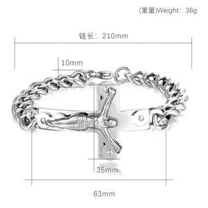 Bracelet Croix Crucifix en Acier Inoxydable 316L Plaqué Or 18 carats et Argent, Chaîne Curb, Bijoux Religieux Corpus pour Hommes et Femmes, Vente en Gros, Personnalisation OEM - Product Image 6
